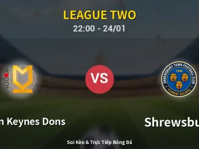 Soi Kèo Milton Keynes Dons vs Shrewsbury – 22:00 24/01 | Nhận Định, Dự Đoán Tỷ Số