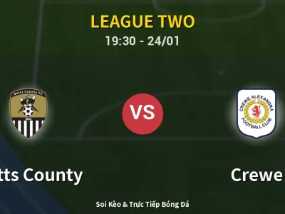 Soi Kèo Notts County vs Crewe – 19:30 24/01 | Nhận Định, Dự Đoán Tỷ Số