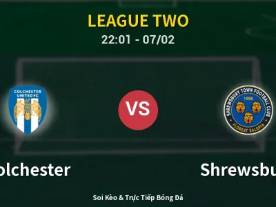Soi Kèo Colchester vs Shrewsbury – 22:01 07/02 | Nhận Định, Dự Đoán Tỷ Số