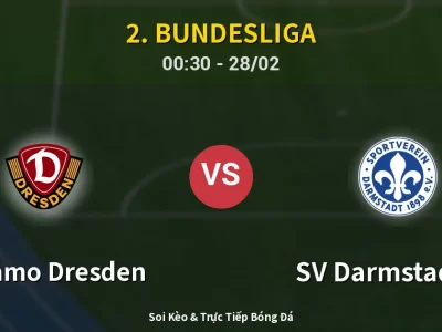 Kết Quả: Dynamo Dresden 3-1 SV Darmstadt 98 – Highlight & Bàn Thắng | 2. Bundesliga