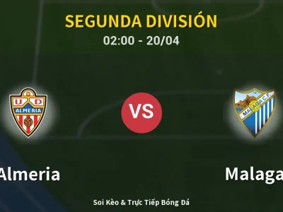 Kết Quả: Almeria 3-2 Malaga – Highlight & Bàn Thắng | Segunda División